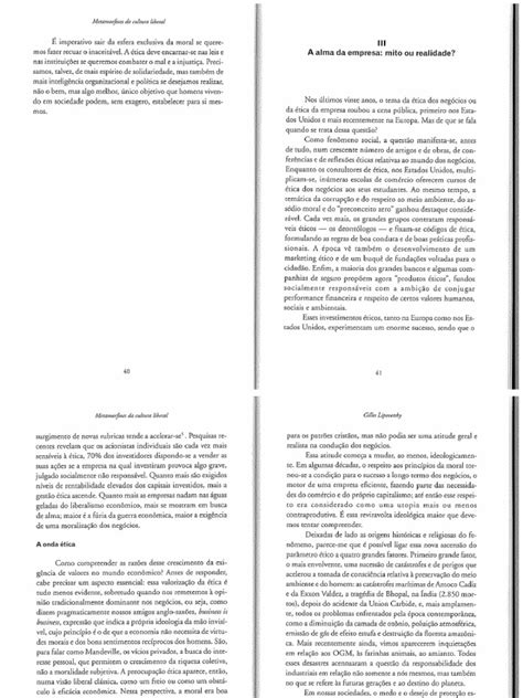 Lipovetsky Giles Metamorfoses Da Cultura Liberal Etica Midia E