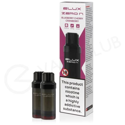 Blueberry Cherry Cranberry Elux Zero N Prefilled Pod Two Pack