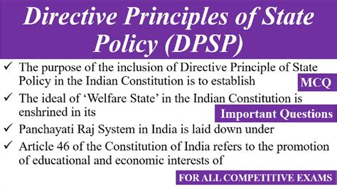 Directive Principles Of State Policy Dpsp Mcqs For All Competitive