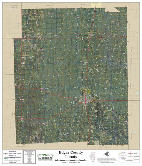 Edgar County Illinois 2023 Aerial Wall Map Mapping Solutions