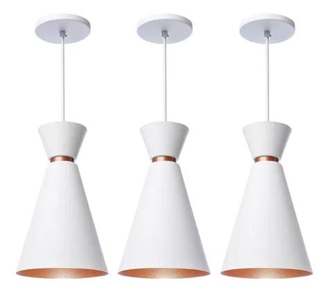 Lámpara Iluminar Ambiente Kit 3 pendente lustre luminária pequim branco