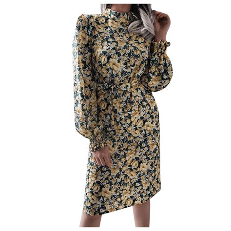 Winter Fall Dresses for Women Long Sleeve Casual Dress Printed Loose ...