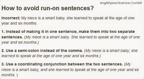 How To Avoid Run On Sentences Grammar Training Learn English With Pictures