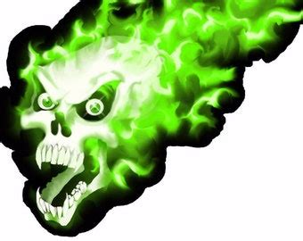 Green Cool Flaming Skull Yjzt 13 4cm 12 5cm Creative Styling Green