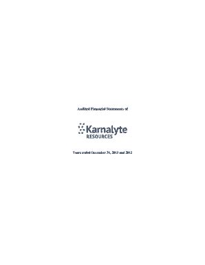 Fillable Online Audited Financial Statements Of Karnalyte Resources