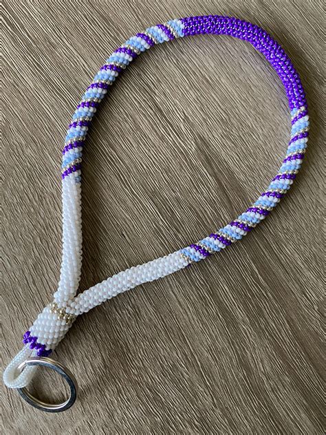 Custom Peyote Stitch Beaded Wristlet Lanyard Keychain Etsy