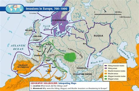 Invasions in Europe, 700-1000 | European history, Viking history ...