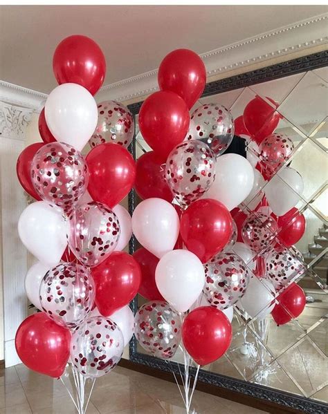 Red Confetti Balloon Bouquet White Balloon Baby Wedding Decor Bride