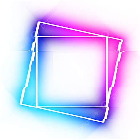 Blue Purple Neon Border Square Cyber Frame Neon Neon Border Border