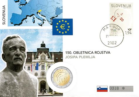 Euro Numisbrief Slowenien Geburtstag Josip Plemelj