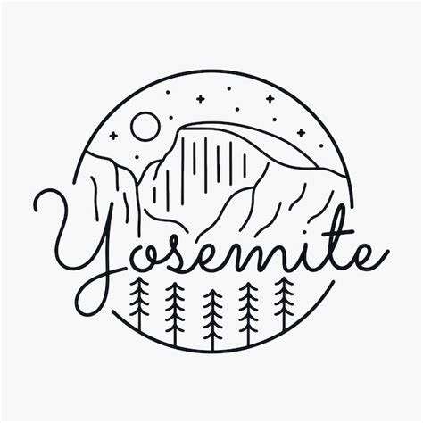 Premium Vector Half Dome Yosemite National Park Mono Line Graphic