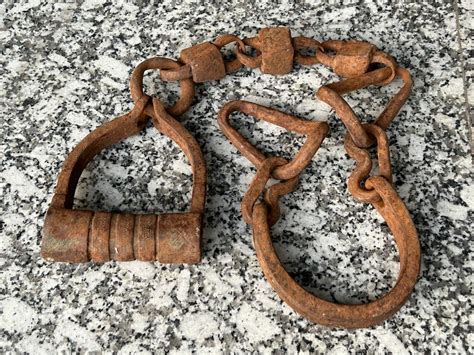 An Antique Hand Forged Shackles Horse Leg Iron Chain Shackles With