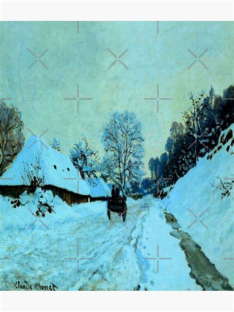 Cart On The Snow Covered Road With Saint Simeon Farm Claude Monet