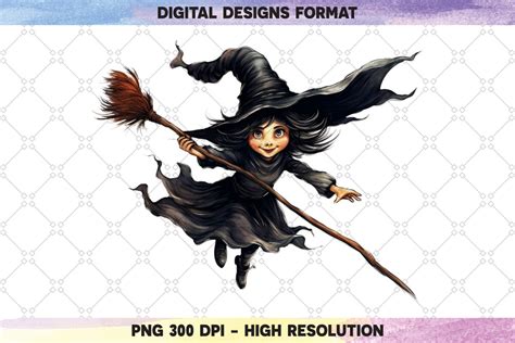 Funny Halloween Witch Flying on a Broom Graphic by Bolder Design Studio · Creative Fabrica