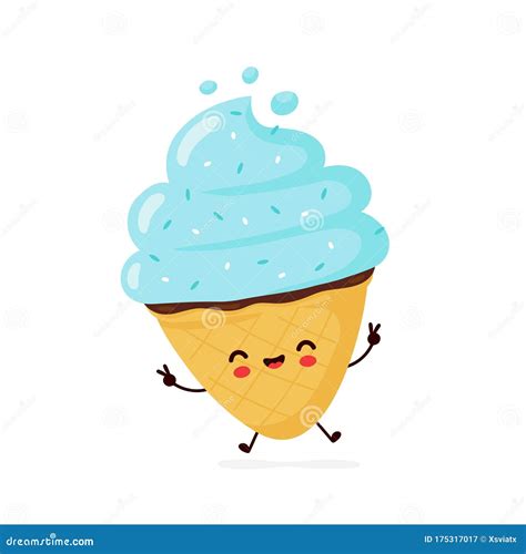 Cute Happy Smiling Ice Cream Cone Stock Vector Illustration Of Creamy