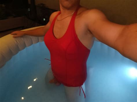 Ladyboy Swimming In Sexy Red Swimsuit Shemale Latex Porn XHamster