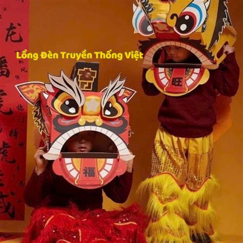 Mô Hình Carton Đầu Lân Sư Rồng Giấy HOT NHẤT Trang Trí Trung Thu Đạo Cụ Biểu Diễn Trung