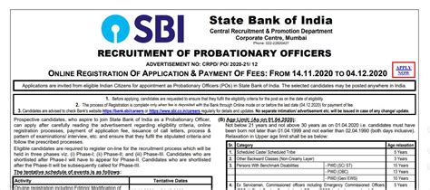 Sbi Po 2020 Notification Released For 2000 Vacancies Applications To