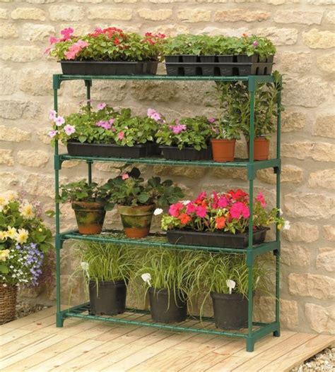 Gardman Double 4 Tier Steel Mini Garden Greenhouse Staging Shelving Plant Stand Aronz