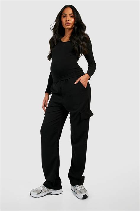 Maternity Straight Leg Loose Cargo Trousers Boohoo Uk