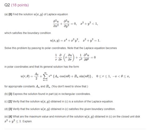 Solved Q Points A Find The Solution U X Y Of Chegg