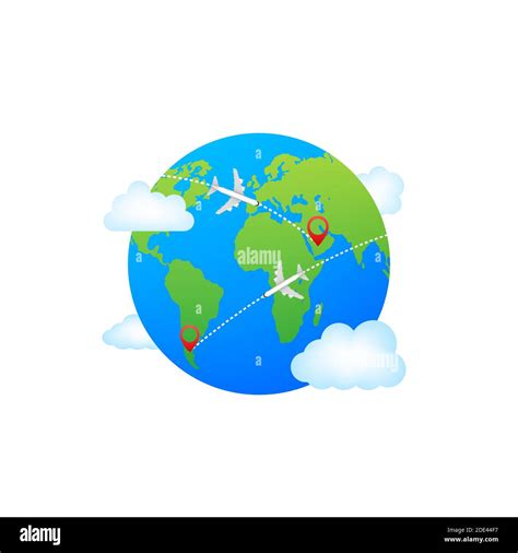 Plane Flying Around The World Vector Stock Illustration Stock Vector