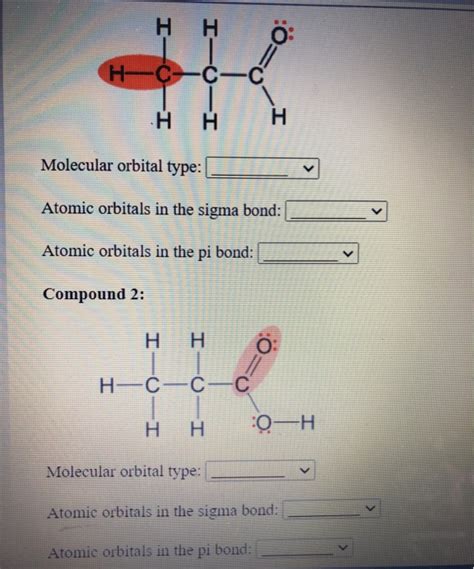 Solved H H H C Cc н н H Molecular Orbital Type Atomic