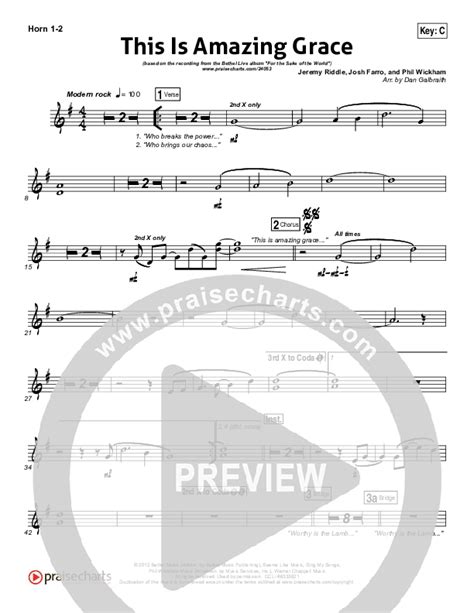 This Is Amazing Grace French Horn Sheet Music Pdf Bethel Music Praisecharts