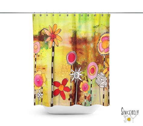 Colorful Bohemian Shower Curtain Art Fun Flowers Hippy Boho Etsy