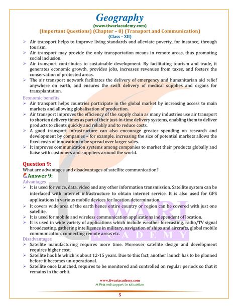 Class Geography Chapter Important Questions Transport And Comm