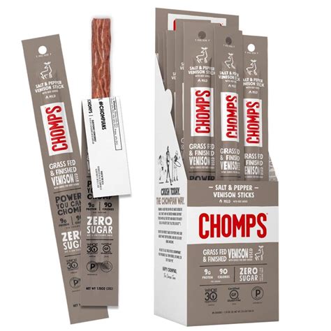 Chomps Grass Fed Venison Jerky Snack Sticks Keto And Paleo