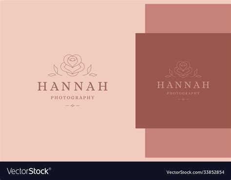 Outline logo rose with leaves line style Vector Image