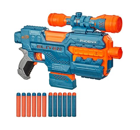 Nerf Elite 20 Phoenix Cs 6 Motorized Blaster 12 Official Nerf Darts