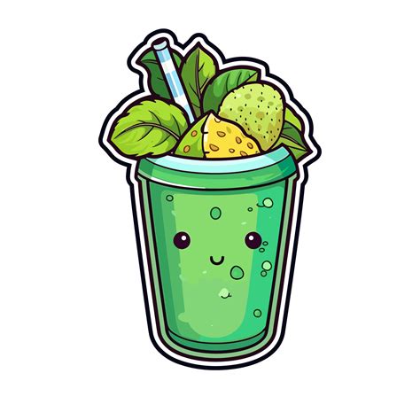 Green Smoothie Sticker Cool Colors Clip Art Illustration Transparent