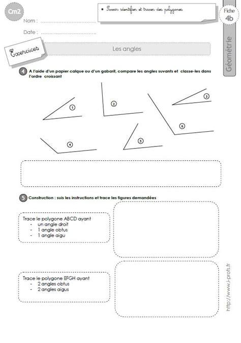 Cm2 Exercices LES ANGLES