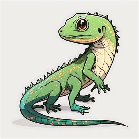 Premium Photo Kawaii Lizard Anime Art Style