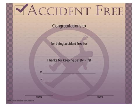 Accident Free Certificate Template Download Printable Pdf Templateroller