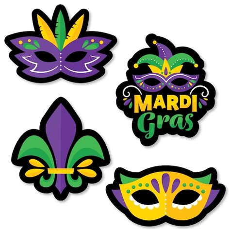 Colorful Mardi Gras Mask Diy Shaped Masquerade Party Cut Outs 24 Count By Big Dot Of