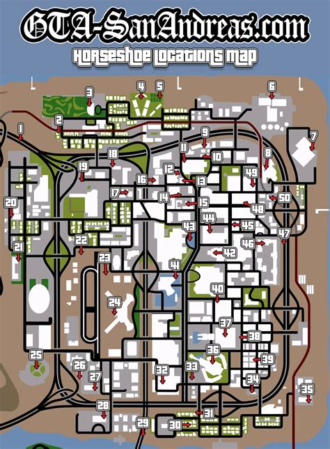 Horseshoes Locations Map - GTA-SanAndreas.com