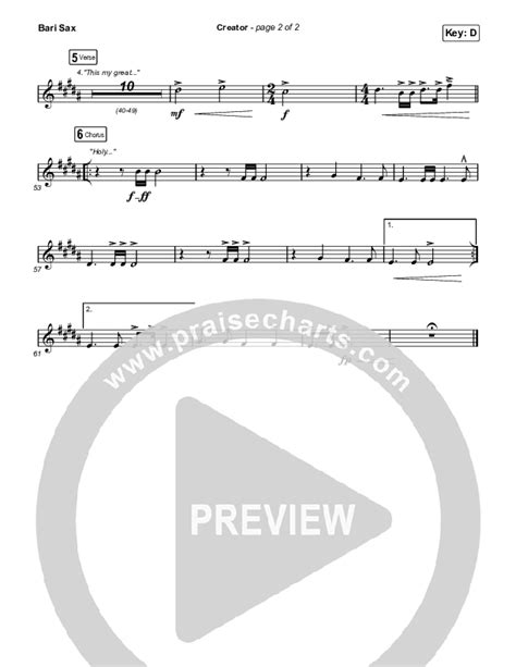 Creator Bari Sax Sheet Music Pdf Phil Wickham Praisecharts