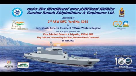 Launching Of 2nd Anti Submarine Warfare Shallow Water Craft Yard 3035