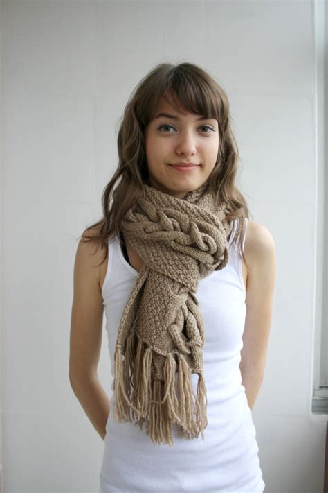 Milky Brown Wool Special Design By Denizgunes Knit Scarf Perfect T