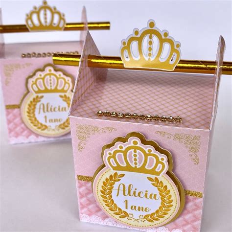 Kit Festa 30 Itens Personalizados Realeza Rosa E Dourada Elo7