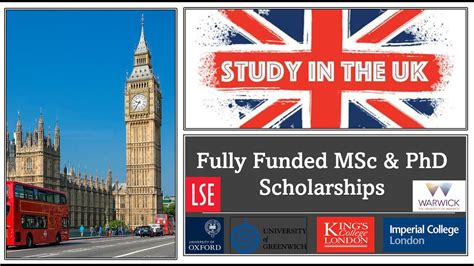 Fully Funded Msc Phd Scholarships In The Uk Youtube