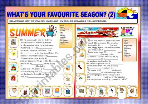 Whai´s Your Favourite Seasons Part2 Esl Worksheet By Monder78