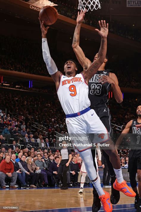 Rj Barrett Of The New York Knicks Goes To The Basket During The Game