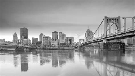 Downtown Skyline of Pittsburgh, Pennsylvania at Sunset Stock Image ...