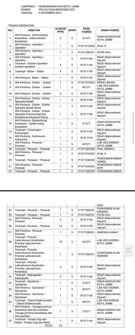 Ini Formasi Yang Dibutuhkan Pada Seleksi Pppk Untuk Tenaga Kesehatan