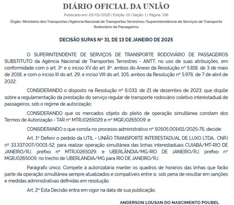 ANTT autoriza operação simultânea de linhas da UTIL entre Uberlândia e