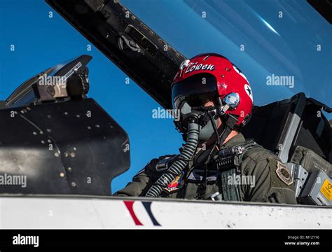 Lt. Col. Kevin Walsh, Thunderbird 1 Commander/Leader, closes the canopy of a Thunderbirds F-16 ...